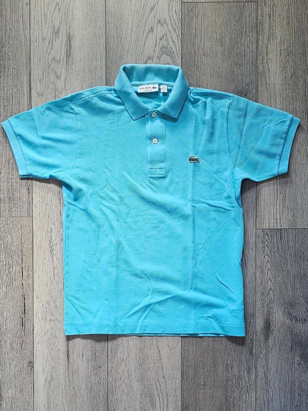 Lacoste Mens Classic Fit Turquoise Blue Pique Cotton Short Sleeve Polo Shirt Ext